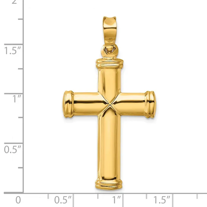 14k Yellow Gold Polished Stamping Cross Pendant Goldia Necklaces