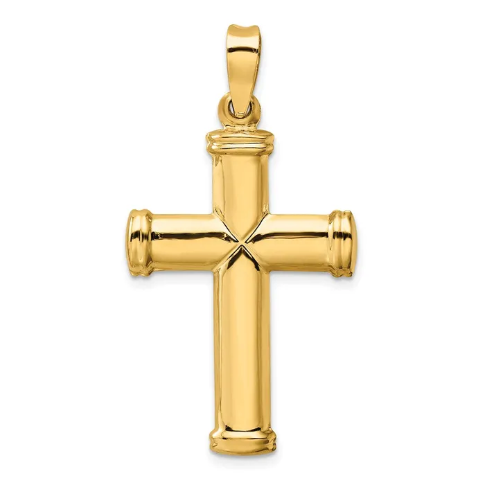 14k Yellow Gold Polished Stamping Cross Pendant Goldia Necklaces