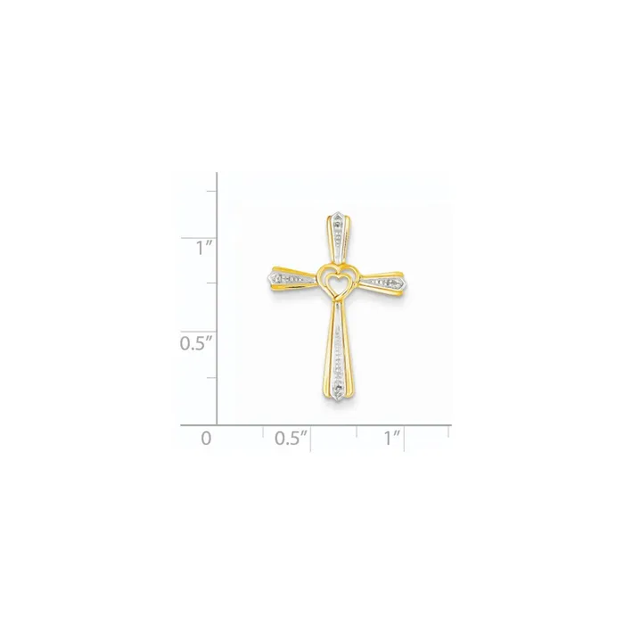 14K Yellow Gold Rhodium Real Diamond Cross Pendant Goldia Necklaces