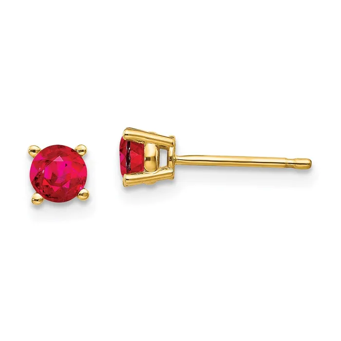 14k Yellow Gold Ruby Post Earrings Goldia Earrings
