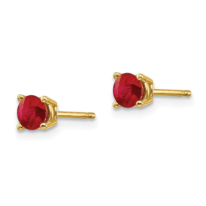 14k Yellow Gold Ruby Post Earrings Goldia Earrings