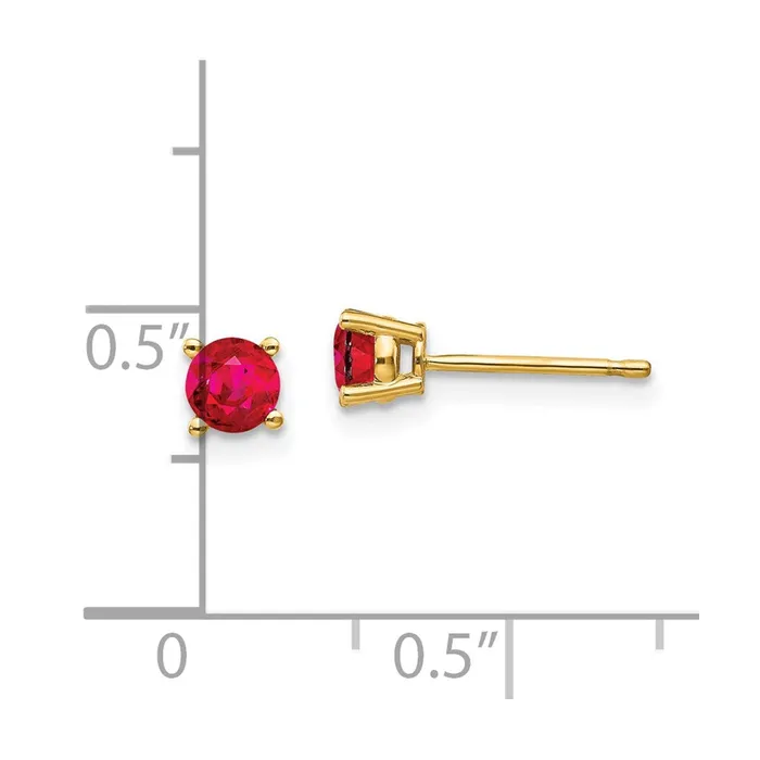 14k Yellow Gold Ruby Post Earrings Goldia Earrings