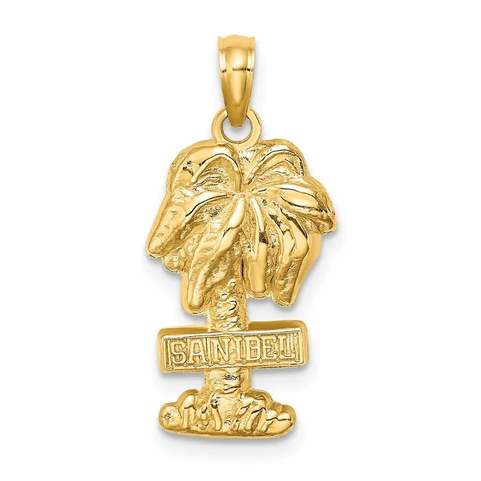 14k Yellow Gold SANIBEL Palm Tree Charm Goldia Charm Necklaces