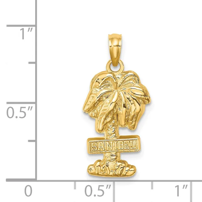 14k Yellow Gold SANIBEL Palm Tree Charm Goldia Charm Necklaces