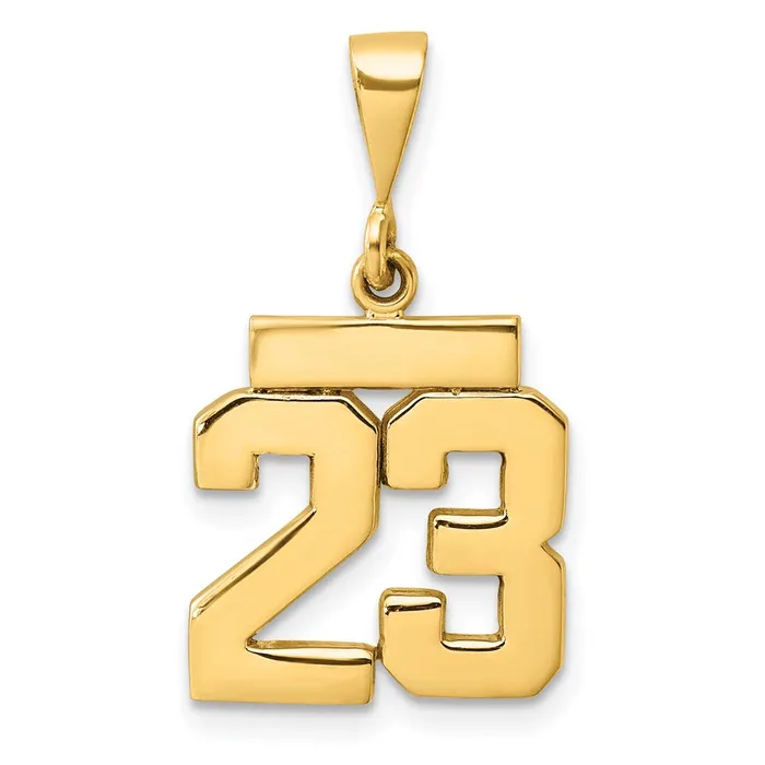 14k Yellow Gold Small Polished Number 23 Charm Goldia Charm Necklaces