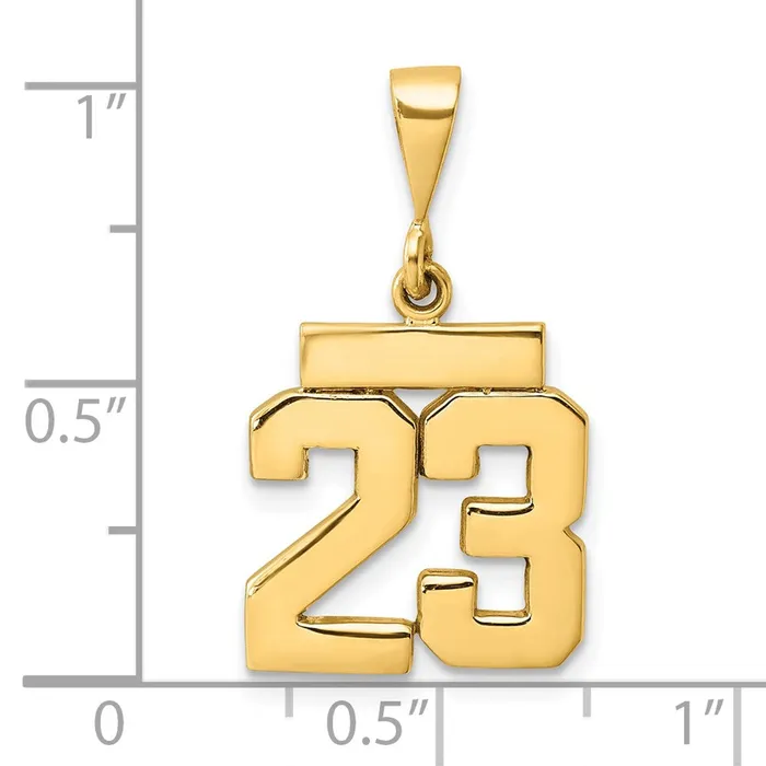 14k Yellow Gold Small Polished Number 23 Charm Goldia Charm Necklaces