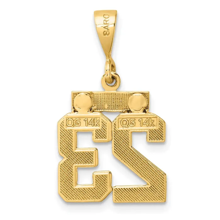 14k Yellow Gold Small Polished Number 23 Charm Goldia Charm Necklaces
