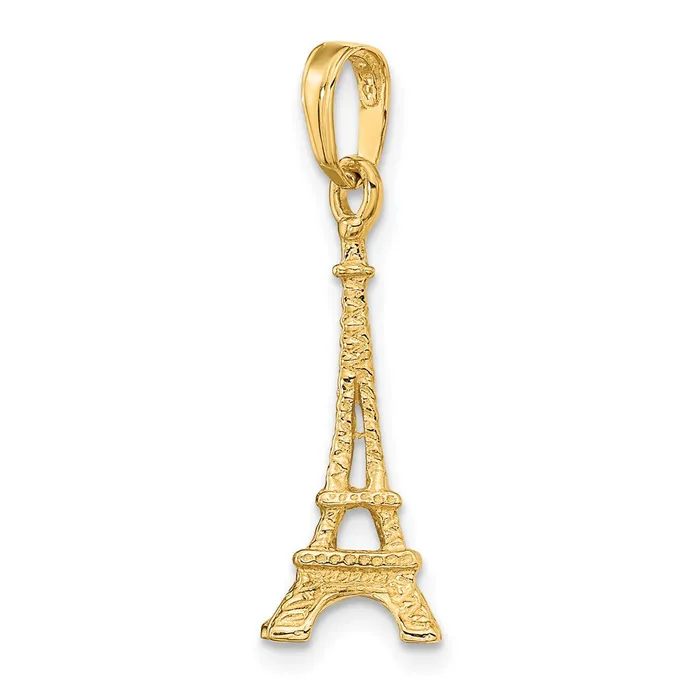 14k Yellow Gold Solid Polished 3D Eiffel Tower Charm Goldia Charm Necklaces