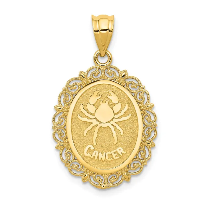 14k Yellow Gold Solid Satin Polished Cancer Zodiac Oval Pendant Goldia Necklaces 14k Yellow Gold Solid Satin Polished Cancer Zodiac Oval Pendant Goldia Necklaces
