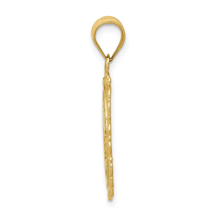 14k Yellow Gold Solid Satin Polished Cancer Zodiac Oval Pendant Goldia Necklaces