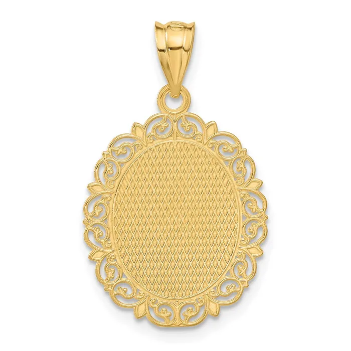 14k Yellow Gold Solid Satin Polished Cancer Zodiac Oval Pendant Goldia Necklaces