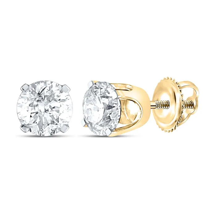 14k Yellow Gold Unisex Round Diamond Solitaire Stud Earrings 1 Cttw Certified gndatlanta Earrings 14k Yellow Gold Unisex Round Diamond Solitaire Stud Earrings 1 Cttw Certified gndatlanta Earrings