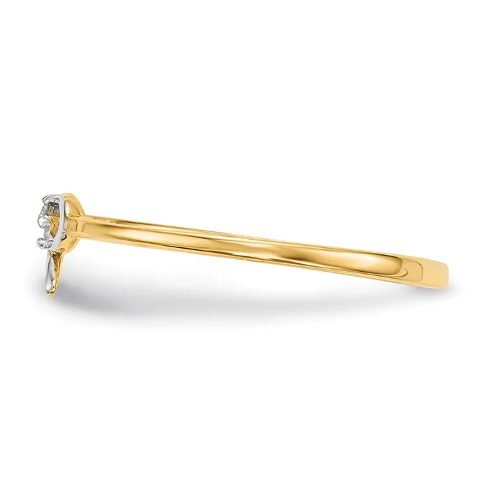 14k Yellow Gold wRhodium CZ Bow Ring Goldia Rings