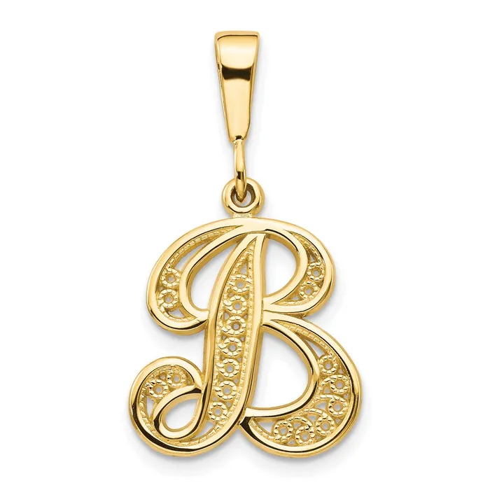 14k Yellow GoldY Polished Script Filigree Letter B Initial Pendant Goldia Necklaces 14k Yellow GoldY Polished Script Filigree Letter B Initial Pendant Goldia Necklaces