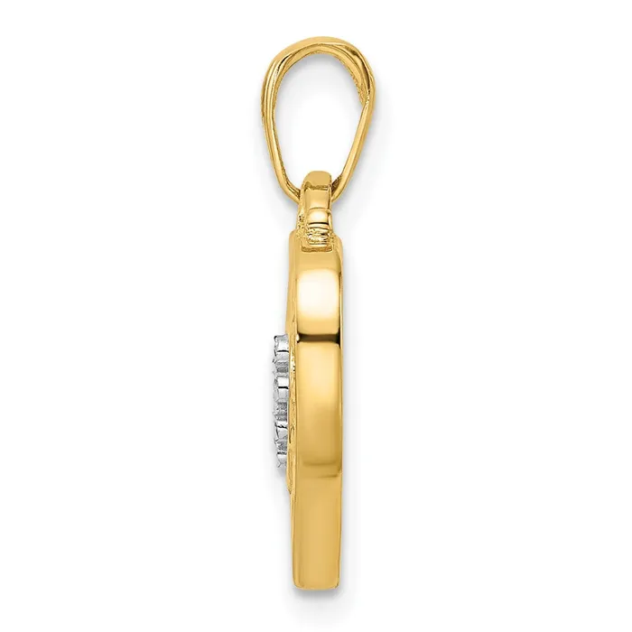 14k Yellow Rhodium Gold and White Rhodium Diamondcut Filigree Heart Pendant Goldia Necklaces