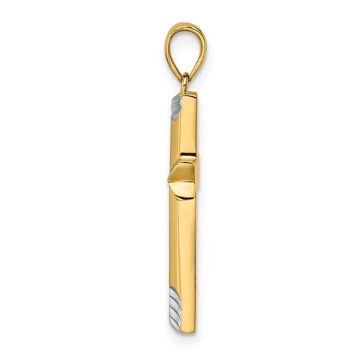 14k Yellow Rhodium Gold and White Rhodium Polished DC Cross Pendant Goldia Necklaces