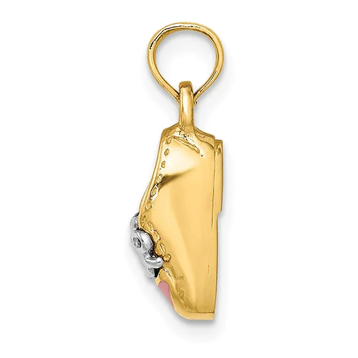 14k Yellow Rhodium Gold Rhodium 3D Pink Enamel Baby Shoe Charm Goldia Charm Necklaces