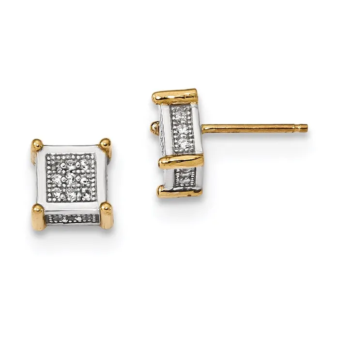 14k Yellow u0026 Rhodium Gold wRhodium Micro Pav CZ Square Post Earrings Goldia Earrings 14k Yellow u0026 Rhodium Gold wRhodium Micro Pav CZ Square Post Earrings Goldia Earrings