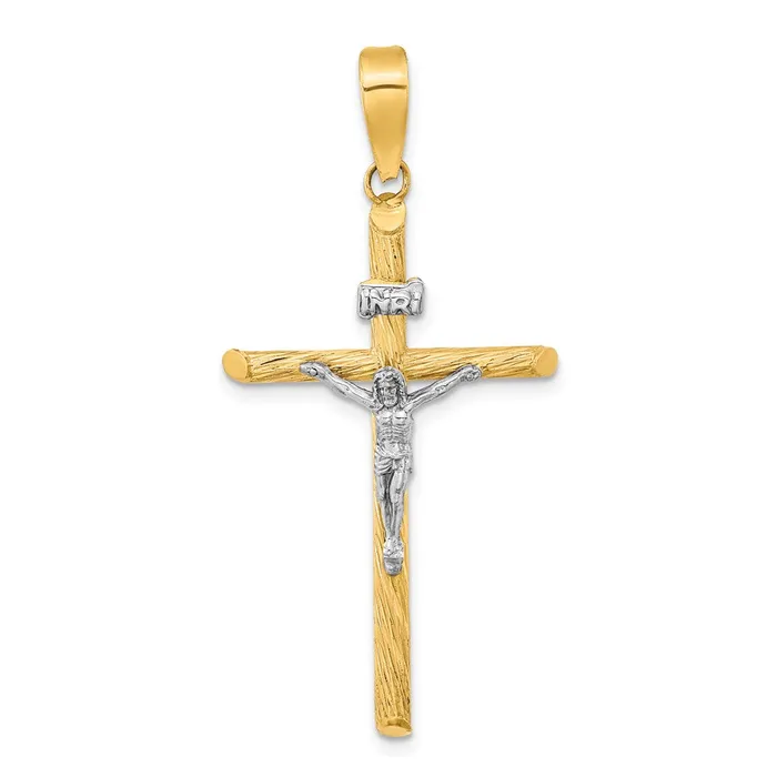 14k Yellow u0026 Rhodium Gold wWhite Rhod Polished u0026 Textured INRI Crucifix Cross Pendant Goldia Necklaces 14k Yellow u0026 Rhodium Gold wWhite Rhod Polished u0026 Textured INRI Crucifix Cross Pendant Goldia Necklaces
