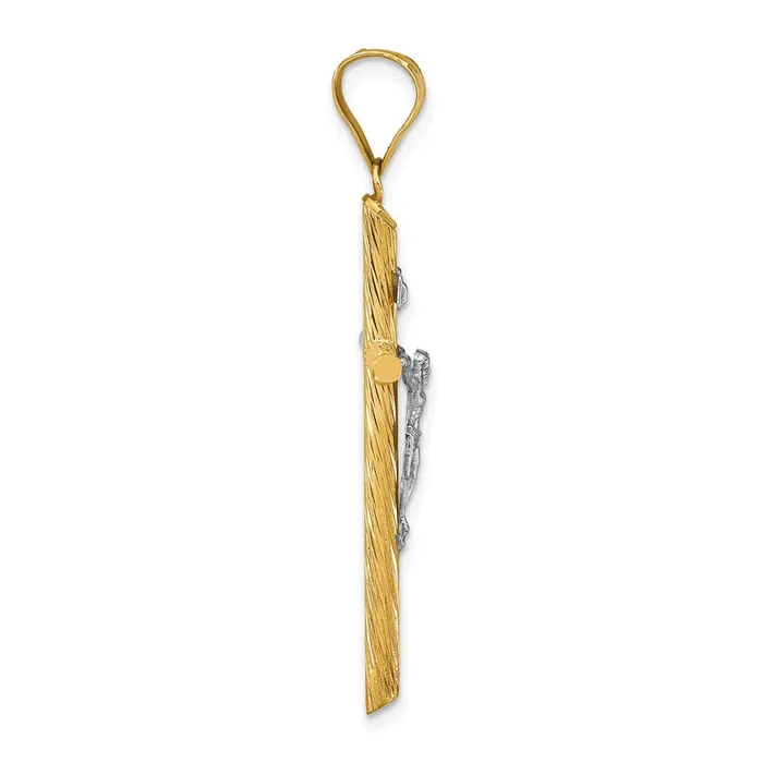 14k Yellow u0026 Rhodium Gold wWhite Rhod Polished u0026 Textured INRI Crucifix Cross Pendant Goldia Necklaces