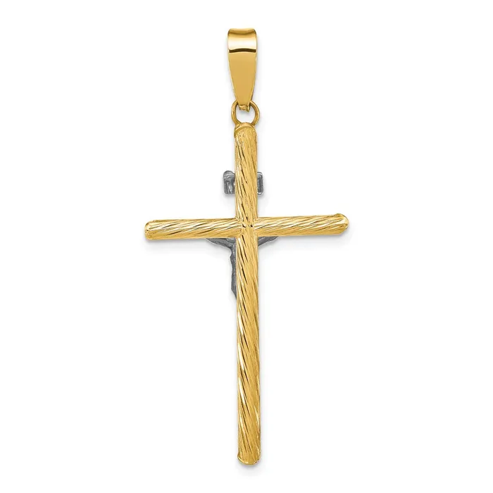14k Yellow u0026 Rhodium Gold wWhite Rhod Polished u0026 Textured INRI Crucifix Cross Pendant Goldia Necklaces