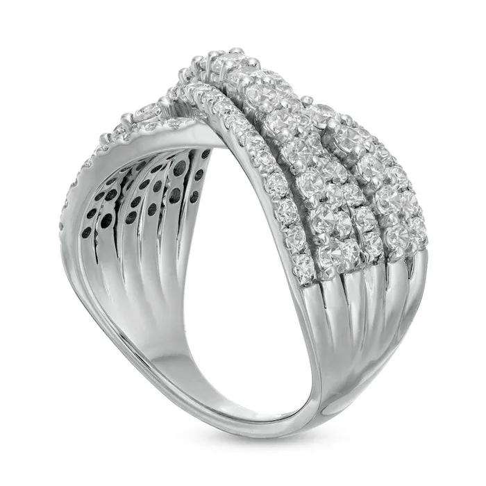 20 CT TW Certified LabCreated Diamond MultiRow Bypass Ring in Solid 14K White Gold FSI2 Goldia Rings
