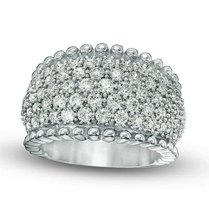 20 CT TW Natural Diamond MultiRow Ring in Solid 14K White Gold Goldia Rings