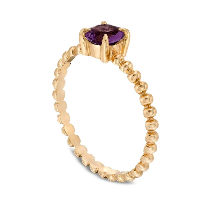 50mm Amethyst Bead Shank Ring in Solid 10K Yellow Gold Size 7 Goldia Rings