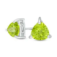 70mm TrillionCut Peridot Solitaire Stud Earrings in Sterling Silver Goldia Earrings 70mm TrillionCut Peridot Solitaire Stud Earrings in Sterling Silver Goldia Earrings