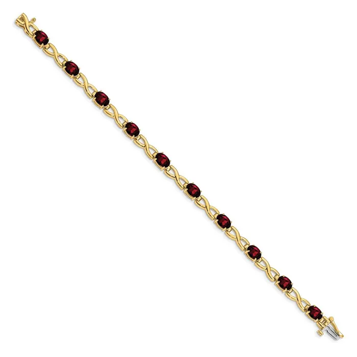 Bracelets 14k Yellow Gold 7x5mm Oval Garnet Bracelet goldiaca