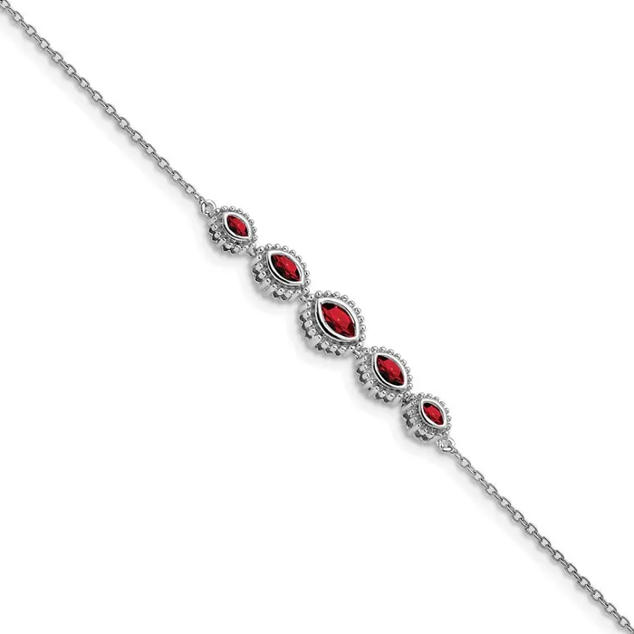 Bracelets goldiaca 14k White Gold Marquise Garnet Bracelet