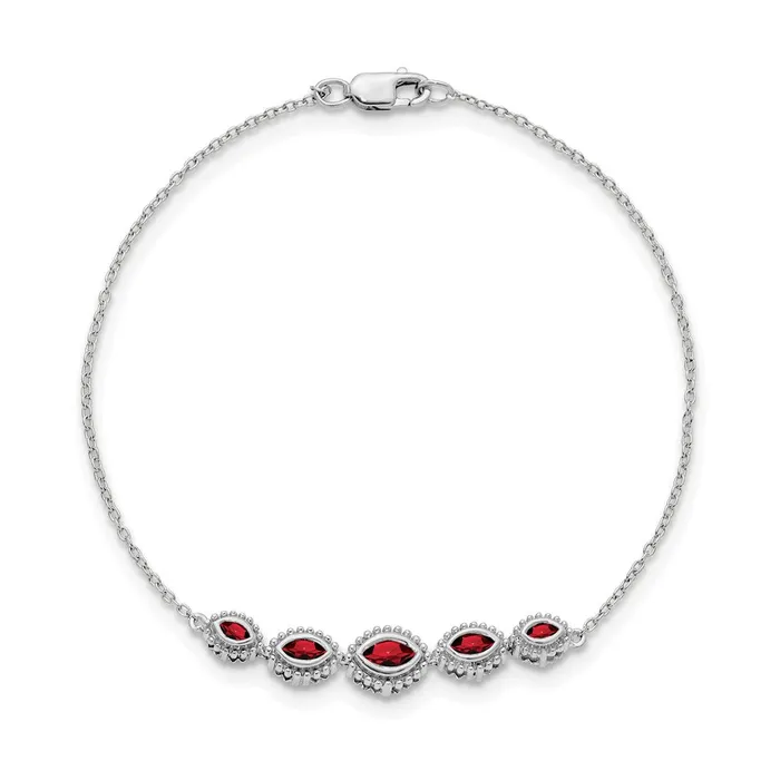 Bracelets goldiaca 14k White Gold Marquise Garnet Bracelet