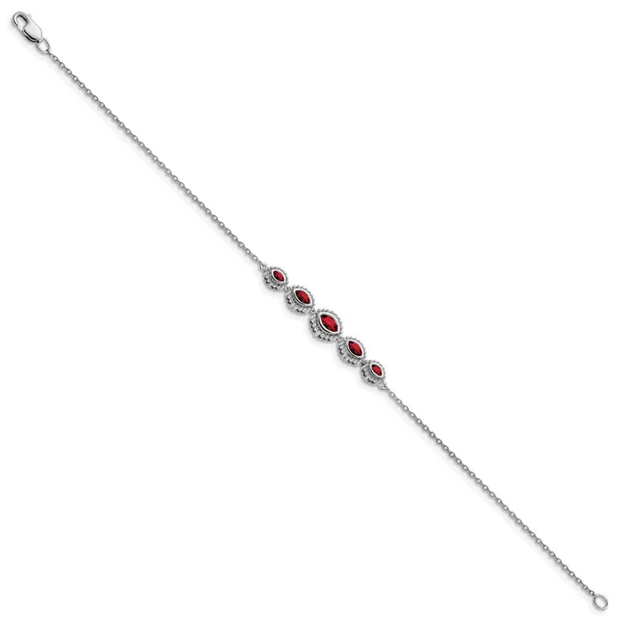 Bracelets goldiaca 14k White Gold Marquise Garnet Bracelet