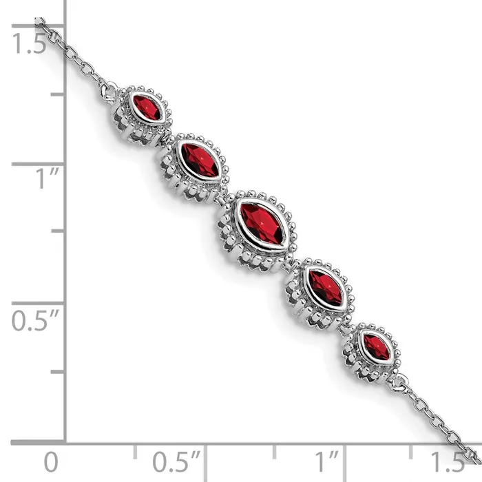 Bracelets goldiaca 14k White Gold Marquise Garnet Bracelet