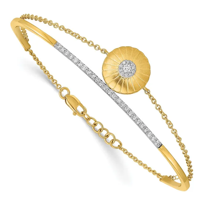Bracelets goldiaca 14k Yellow Gold Satin Natural Diamond Flower 2strand 7in w5in ext Bracelet Bracelets goldiaca 14k Yellow Gold Satin Natural Diamond Flower 2strand 7in w5in ext Bracelet
