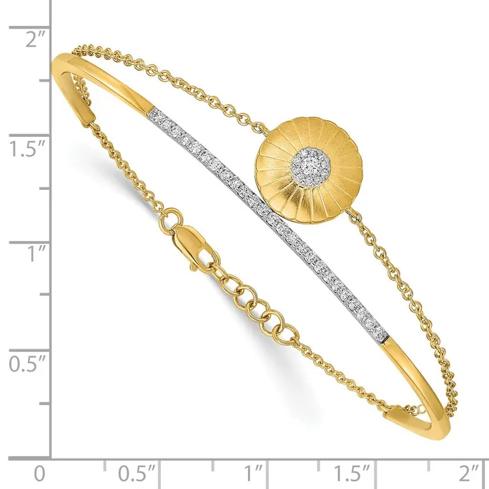 Bracelets goldiaca 14k Yellow Gold Satin Natural Diamond Flower 2strand 7in w5in ext Bracelet