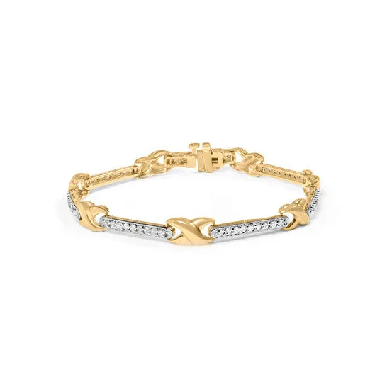 Bracelets JMS always Original Haus of Brilliance 10K Yellow Gold 100 Cttw Pave Set Diamond Bar and XLink 7 Bracelet IJ Color I3 Quality Bracelets JMS always Original Haus of Brilliance 10K Yellow Gold 100 Cttw Pave Set Diamond Bar and XLink 7 Bracelet IJ Color I3 Quality