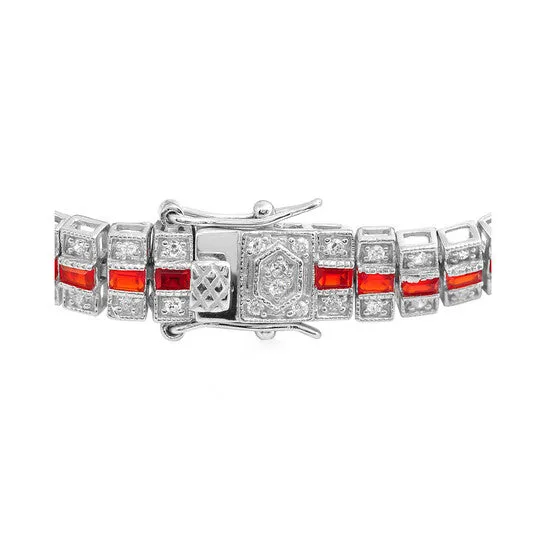 Bracelets JMS always Original Megan Walford Classic Sterling Silver Baguette Sapphire and Round Clear Cubic Zirconia Tennis Bracelet Bracelets JMS always Original Megan Walford Classic Sterling Silver Baguette Sapphire and Round Clear Cubic Zirconia Tennis Bracelet