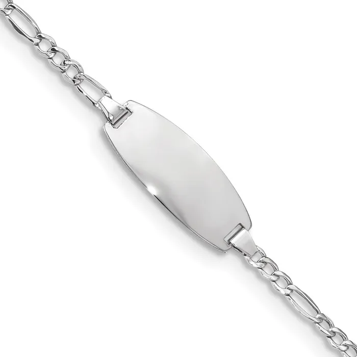Bracelets MDS 14k White Gold SemiSolid Oval Figaro ID Bracelet