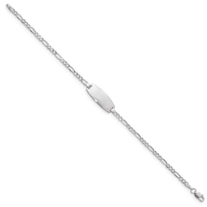Bracelets MDS 14k White Gold SemiSolid Oval Figaro ID Bracelet Bracelets MDS 14k White Gold SemiSolid Oval Figaro ID Bracelet