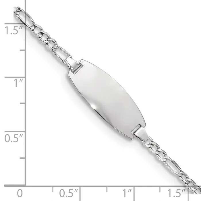 Bracelets MDS 14k White Gold SemiSolid Oval Figaro ID Bracelet Bracelets MDS 14k White Gold SemiSolid Oval Figaro ID Bracelet