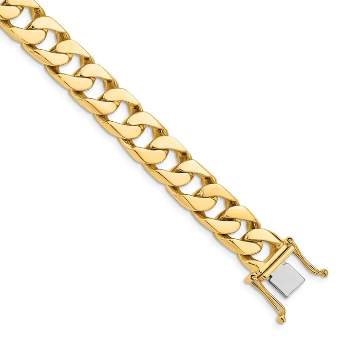 Bracelets MDS Solid 14K Yellow Gold 9 inch 106mm Hand Polished Flat Beveled Curb Link with Box Catch Clasp Bracelet Bracelets MDS Solid 14K Yellow Gold 9 inch 106mm Hand Polished Flat Beveled Curb Link with Box Catch Clasp Bracelet