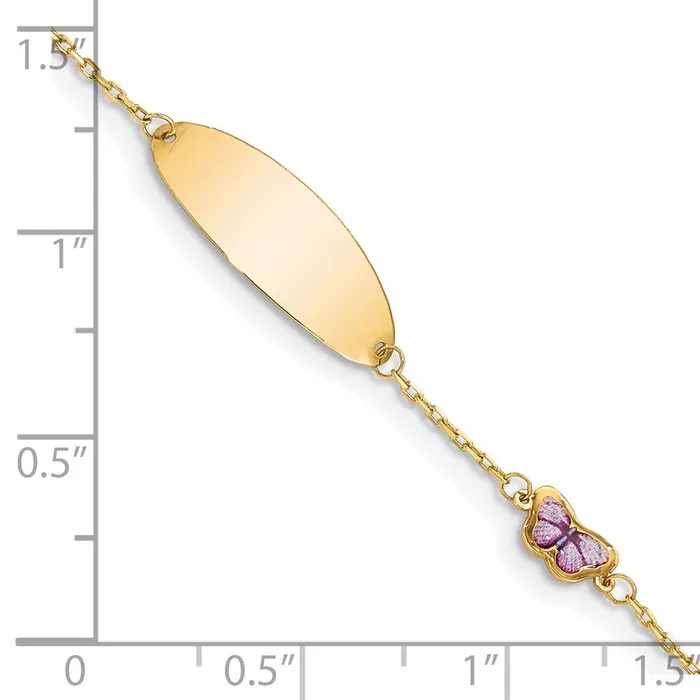 Bracelets MDS Solid 14K Yellow Gold Childrens Enamel Butterfly w5in ext ID Bracelet Bracelets MDS Solid 14K Yellow Gold Childrens Enamel Butterfly w5in ext ID Bracelet
