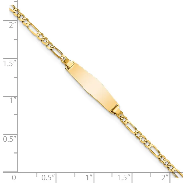 Bracelets MDS Solid 14K Yellow Gold Soft Diamond Shape Figaro Link ID Bracelet Bracelets MDS Solid 14K Yellow Gold Soft Diamond Shape Figaro Link ID Bracelet