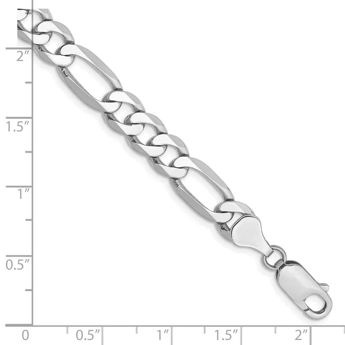 Bracelets Solid 14K White Gold 8 inch 7mm Flat Figaro with Lobster Clasp Bracelet MDS Bracelets Solid 14K White Gold 8 inch 7mm Flat Figaro with Lobster Clasp Bracelet MDS
