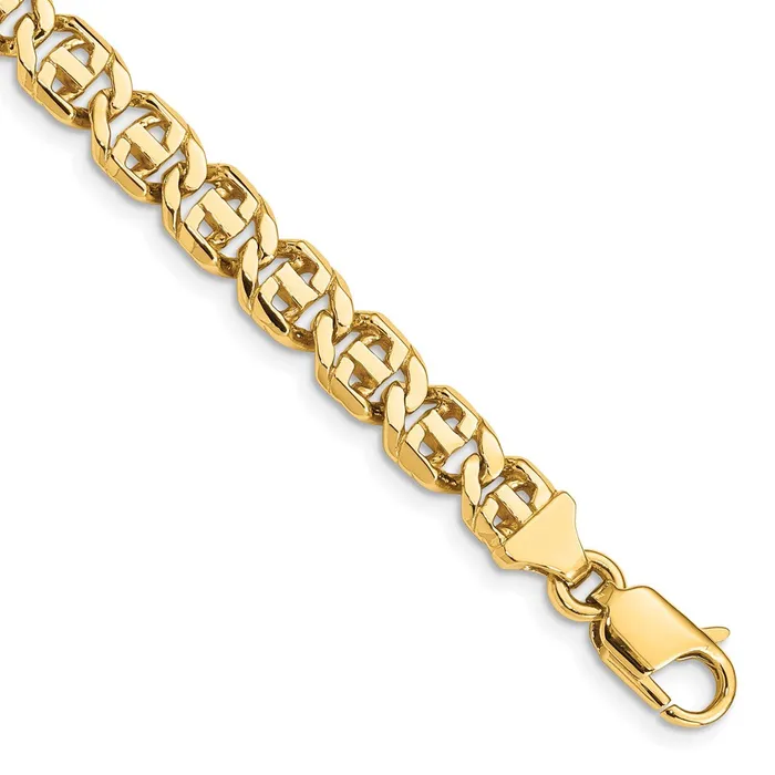 Bracelets Solid 14K Yellow Gold 8 inch 675mm Hand Polished Fancy Link with Lobster Clasp Bracelet MDS