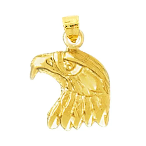 Charm Necklaces 14K Gold 14MM Bald Eagle Head Charm Goldia