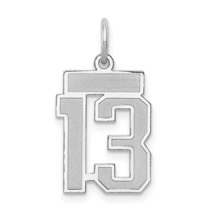 Charm Necklaces 14k White Goldw Small Satin Number 13 Charm Goldia