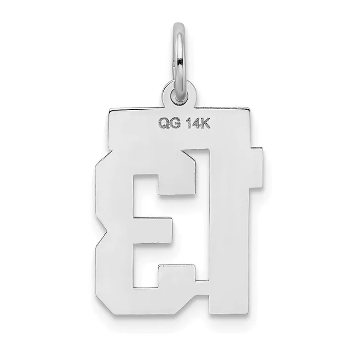 Charm Necklaces 14k White Goldw Small Satin Number 13 Charm Goldia