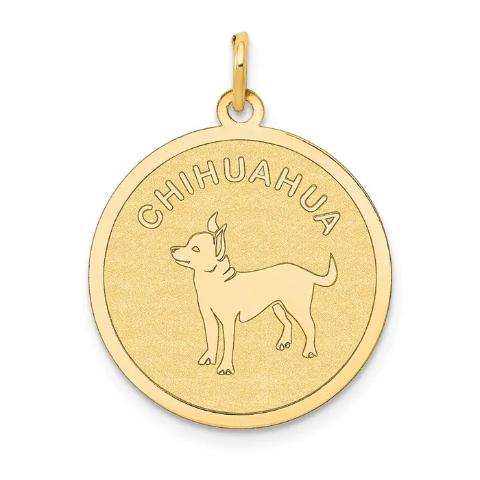 Charm Necklaces 14k Yellow Gold Chihuahua Disc Charm Goldia